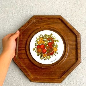 Hexagonal wooden hanging fruit wall art JAPAN